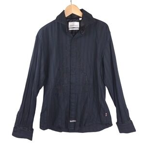 English Laundry Men's Shirt‎ L Black Embroidered Buddha Sanskrit Script Cotton